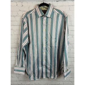 TED BAKER ENDURANCE cotton striped sleeves cufflinks men shirt 16 40.5 M NWOT
